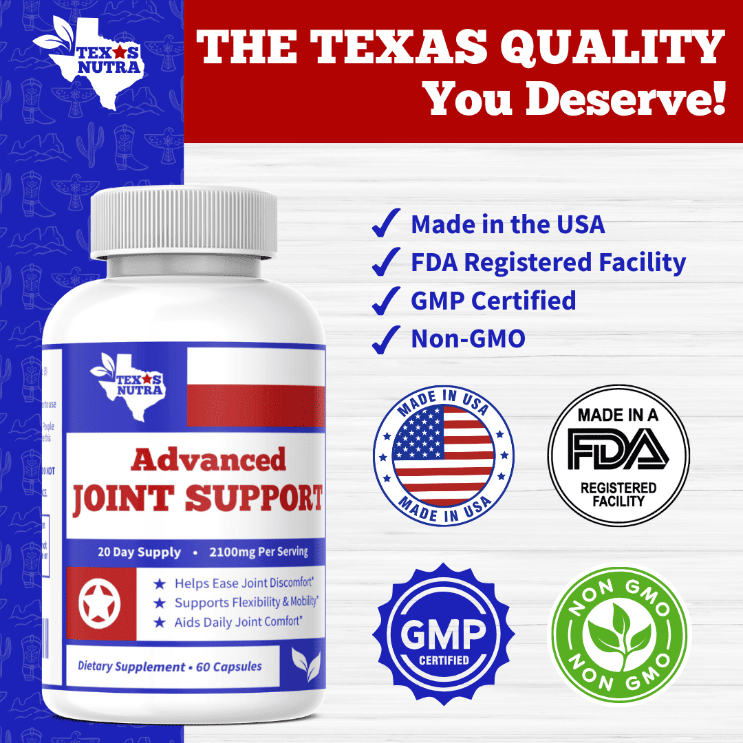 Advanced Joint Support bottle with Made in USA and GMP certification badges