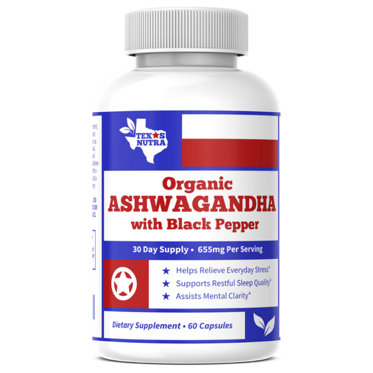 Organic Ashwagandha with Black Pepper 655 mg – Natural Stress Relief, Mood Support, Restful Sleep & Mental Clarity