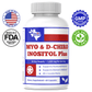 White supplement bottle with blue and red label reading Myo & D-Chiro Inositol Plus