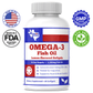 Omega-3 Fish Oil lemon-flavored softgels bottle with ribbed white cap, front label.