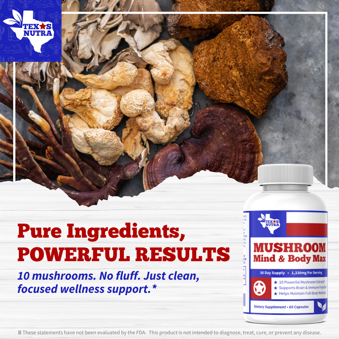 Mushroom Mind & Body Max 1330mg – 10 Mushroom Complex for Brain & Immune Support
