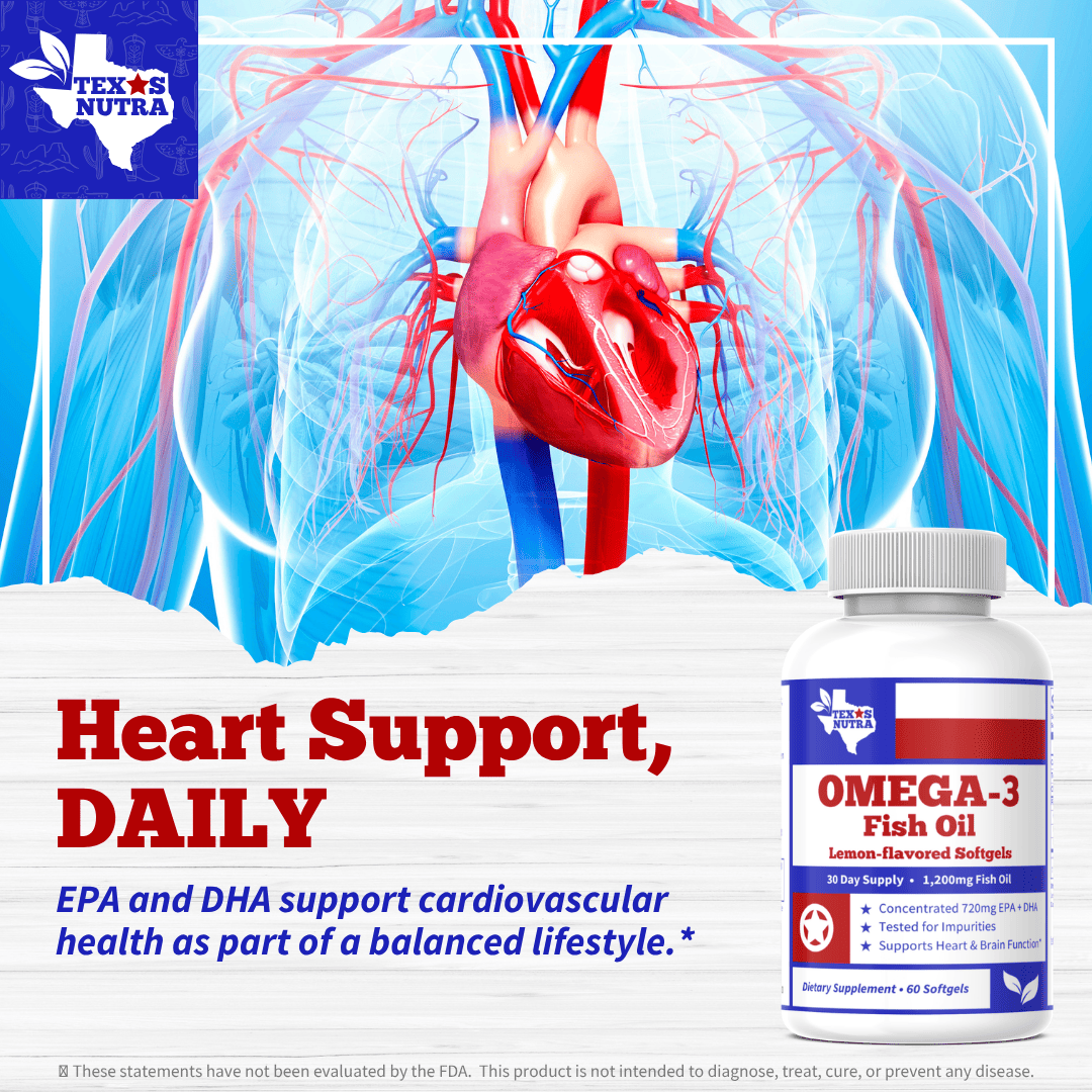 Omega-3 Fish Oil softgels bottle with ribbed white cap and front label, compact view.