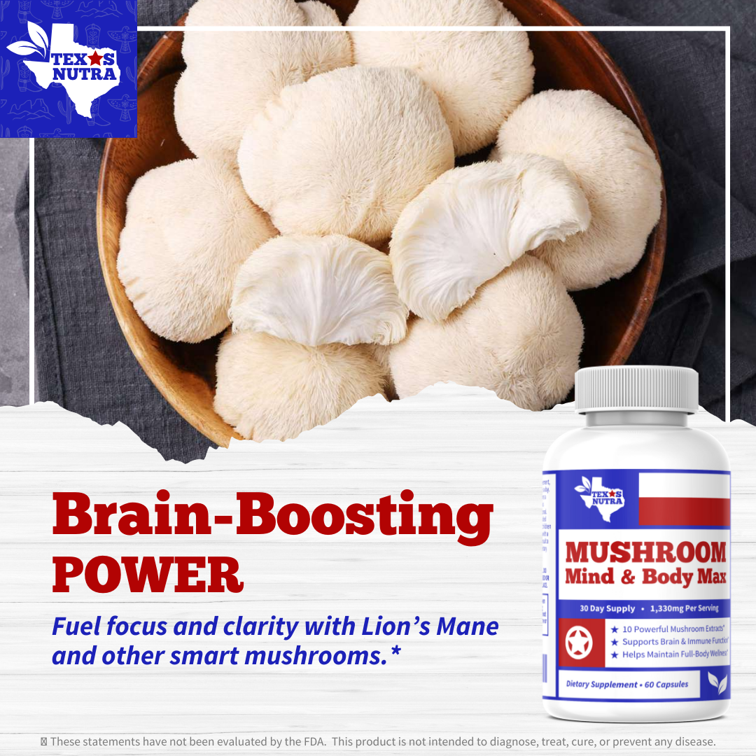 Mushroom Mind & Body Max 1330mg – 10 Mushroom Complex for Brain & Immune Support