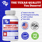 Multivitamin supplement bottle with gray cap; badges include GMP Certified and Non-GMO