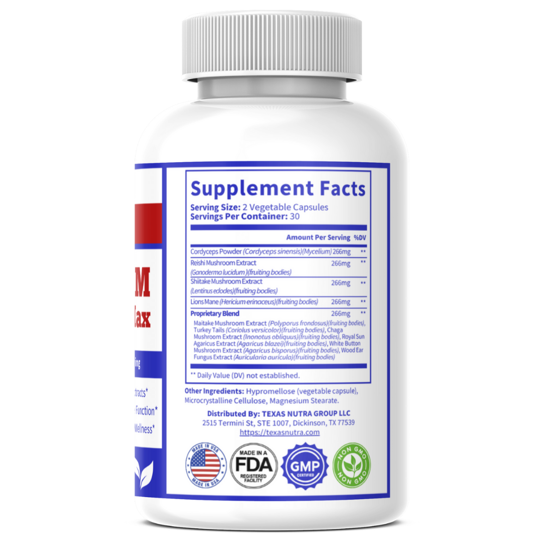 Mushroom Mind & Body Max 1330mg – 10 Mushroom Complex for Brain & Immune Support