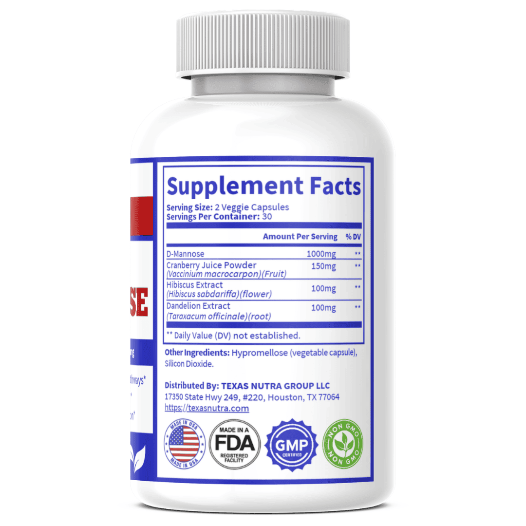 Dietary supplement bottle back label showing Supplement Facts and ingredient amounts